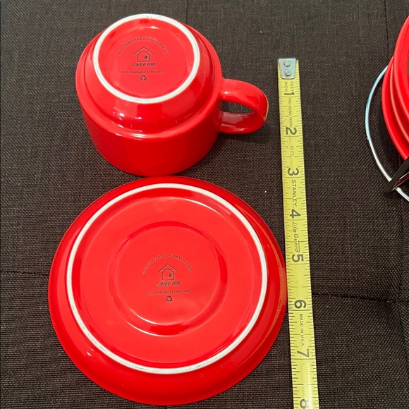 # 0493- Red WHT Art Stacking Mug and Saucer Set. Designed By Julie Lee Nersinger - Picture 5 of 8